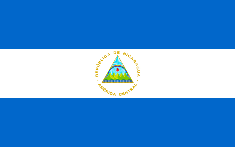 Bandera de Nicaragua, viajando por Latinoamérica en automóvil