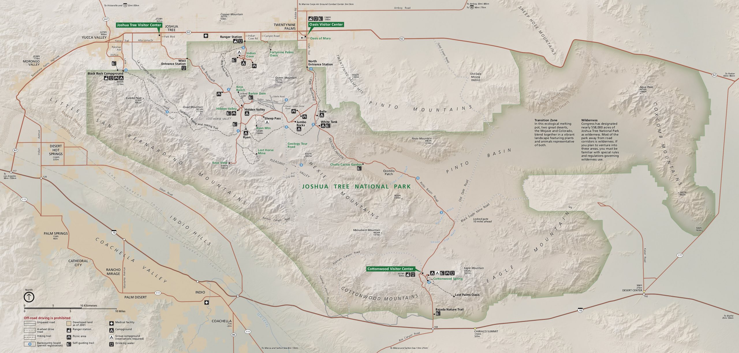 mapa del parque Joshua Tree